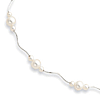 Sterling Silver White Cultured Pearl Wavy Necklace
