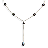Sterling Silver Peacock Black Cultured Pearl Necklace 16in