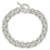 Sterling Silver Round Textured Link Toggle Bracelet 7.75in