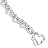 Sterling Silver 7 1/2in Polished Heart Link Bracelet
