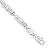 Sterling Silver Diamond-cut Loose Oval Link Bracelet 7.5in
