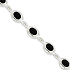 Sterling Silver 7in Polished Onyx Bracelet 10mm