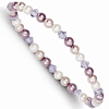 Pink Purple Shell Pearl and Swarovski Element Child Stretch Bracelet