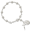 Sterling Silver Rosary Bracelet With Laser-cut Beads 7.75in