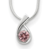 Sterling Silver Pink CZ Pendant on 18in Chain
