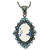 Sterling Silver Blue Crystal Cameo 16in Necklace