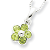 Sterling Silver Flower Peridot Pendant with 16in Chain