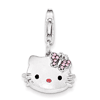 Sterling Silver Hello Kitty Crystal Charm with Lobster Clasp