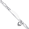 Sterling Silver 7in x 6mm ID Heart Figaro Link Bracelet