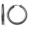 Black-plated Sterling Silver 1 1/2in Hoop Earrings with Hidden Wire