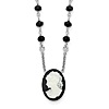Sterling Silver Black Glass Beads Resin Cameo Necklace
