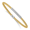 Gold-plated Sterling Silver Two-tone Cubic Zirconia Woven Flexible Cuff Bracelet