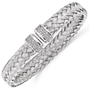 Sterling Silver Woven Cuff Bracelet with CZs