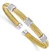 Gold-plated Sterling Silver Woven Cuff Bracelet with CZ Stations