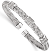 Sterling Silver Woven Cuff Bracelet with CZ Stations