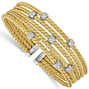 Gold-plated Sterling Silver Woven Multi Strand Cuff with CZs