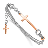 Sterling Silver Rose-Tone Cross Strand Bracelet 7in