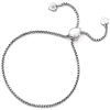 Sterling Silver Adjustable Round Rectangle Box Heart Bracelet