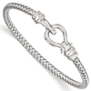 Sterling Silver 7in Italian Woven Bangle Bracelet with Hook Clasp