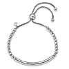 Sterling Silver Italian Polished Beaded Bar Adjustable Bracelet