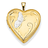 Gold Filled Sterling Silver Butterfly Heart Locket 3/4in