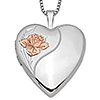 Sterling Silver Enamel Rose Heart Locket Necklace