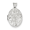 Sterling Silver Petite Oval Floral Locket 5/8in