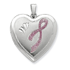Sterling Silver 24mm Ribbon Heart Locket
