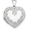 Sterling Silver 3/4in Heart Locket with Floral Border