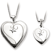Sterling Silver Diamond Fancy Heart Locket Set
