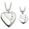 Sterling Silver Heart Locket Set with Diamonds