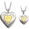 Sterling Silver Gold-Plated Heart Cross Locket Set
