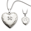 Sterling Silver Diamond Cross Heart Locket Set