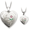 Sterling Silver I Love You Pink Green Rose Locket Set