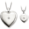 Sterling Silver 1in Diamond Heart Locket Set