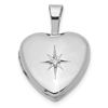Sterling Silver Diamond Star Heart Locket 1/2in