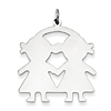 Sterling Silver 1in Engravable Two Girls Pendant