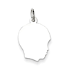 Sterling Silver 5/8in Engravable Boy Profile Charm