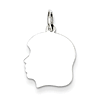 Sterling Silver 1/2in Engravable Girl's Face Charm