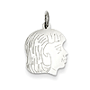 .018in thick Silver Engravable Girl Charm