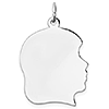 Sterling Silver Smooth Engravable Girl Disc Charm 7/8in