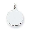 Sterling Silver 5/8in Engravable Round Diamond Cut Charm