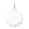 Sterling Silver 1/2in Engravable Scallop Edge Charm