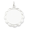 Sterling Silver 7/8in Engravable Charm with Scallop Edges