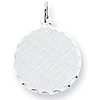 Sterling Silver 11/16in Engravable Round Patterned Charm