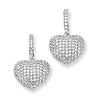 Sterling Silver CZ Micro Pave Heart Dangle Earrings