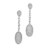 Sterling Silver & CZ Fancy Polished Dangle Post Earrings