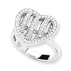 Sterling Silver & CZ Polished Heart Ring