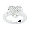 Sterling Silver & CZ Fancy Heart Ring