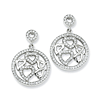 Sterling Silver CZ Round Heart Cluster Dangle Earrings